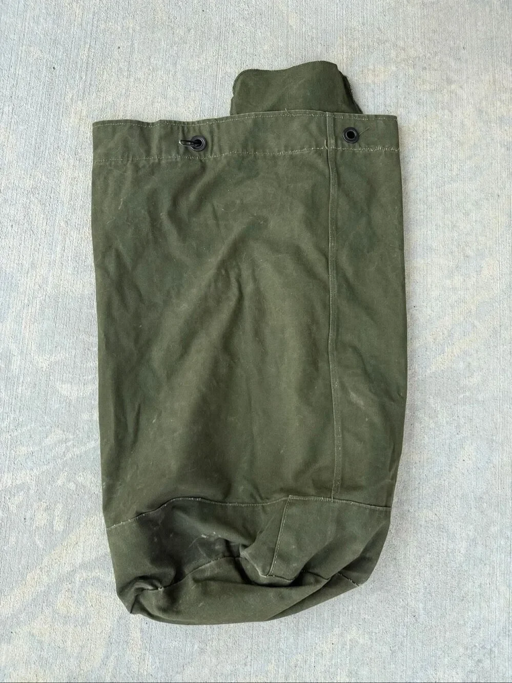 Vintage US Military Canvas Duffel Bag Top Load Army Surplus Olive Drab OD
